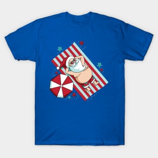 Funny Christmas In July Santa Summer Beaches T-Shirt